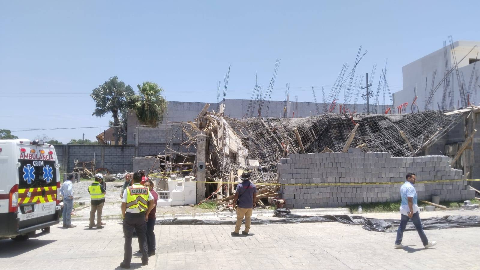 Colapsa cimbra en obra de Ciudad Victoria; cinco albañiles resultan lesionados
